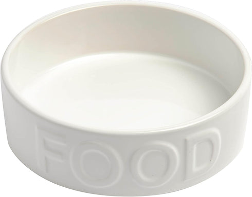 Park Life Ceramic Pet Bowls – Cute Food Water Bowls for Small, Medium, Large Dogs and Cats - Puppy Bowls (Small, White)