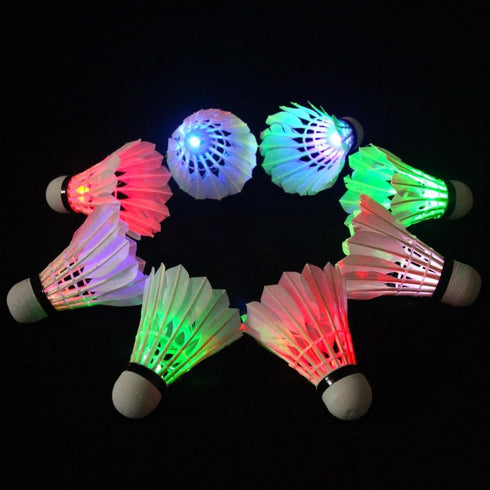 LED Badminton, 10 Pack Colourful Shuttlecock, Dark Night Goose Feather Glow Birdies for Sports Activities