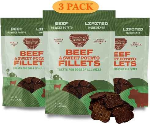 Gaines Family Farmstead Beef & Sweet Potato Fillets for Dogs 3 Pack
