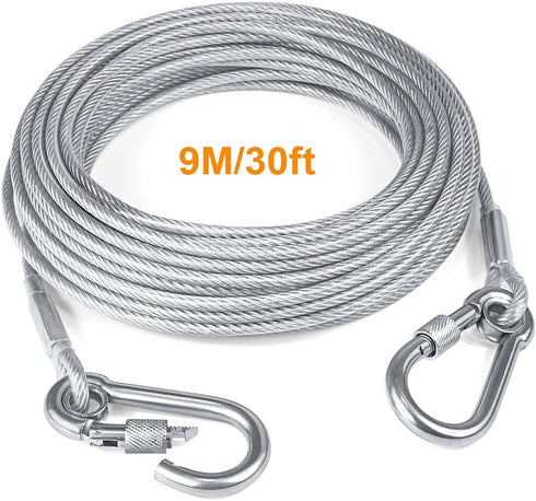 Tresbro 30FT Reflective Dog Tie Out Cable for Dogs Up to 250 Pounds, Lightweight Steel Wire Leash for Outdoor Use