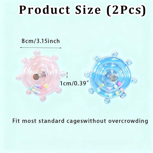 JNCWYP 2 Pack Finches Bird Cage Spinning Toy for Parakeets & Cockatiels, Interactive Spinner Rattle Bird Toys, Cage