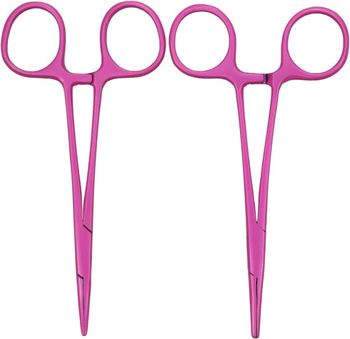 Pet Colourful Stainless Steel Hemostat Hemostatic Forcep,Pet Ear Hair Pull Forcep,Bend Head and Straight Head kit (Pink) by Motanar