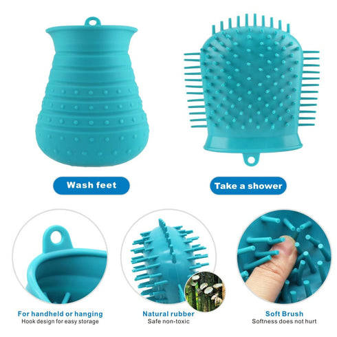 Idepet Dog Paw Cleaner Cup with Towel, Portable Pet Foot Washer Brush for Dogs and Cats, Blue
