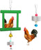 Dplolng Chicken Mirror Toys with Bells, Hanging Swing Mirror, Wooden Pecking Toy, Beak
