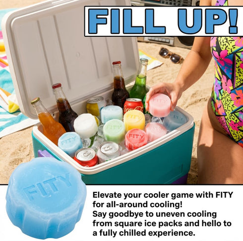 6 Pack Pack 16oz FITY Freeze The - A Space Saving Freezable Ice use w/Lunch Boxes, Diaper Bags, Sore Muscles, can