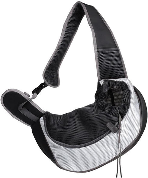 Dog Sling Carrier Pet Puppy Sling Bag Small Dogs Cats Carrier Hand Free Dog Satchel Carrier for Outdoor Travel, Medium, Grey