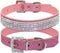 Rhinestone Dog Collar - Cute Dazzling Sparkling Leather Collar for Dog Cat, Crystal Diamond Pet Collar (S:21-27cm, Pink)