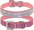 Rhinestone Dog Collar - Cute Dazzling Sparkling Leather Collar for Dog Cat, Crystal Diamond Pet Collar (S:21-27cm, Pink)