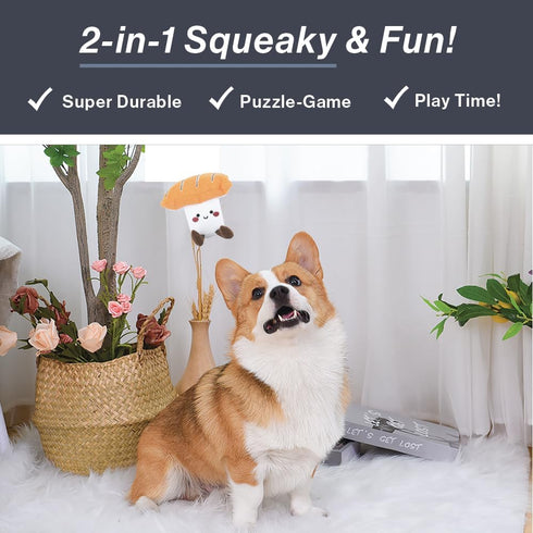 HugSmart Pet Foodie Japan Sushi, 3 Pack Squeaky Soft Plush Dog Toys for Small Dogs, Puppy Toys for Teething