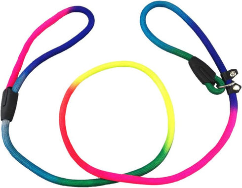 yueton Rainbow Pet Dog Nylon Leash Adjustable Loop Slip Lead Rope
