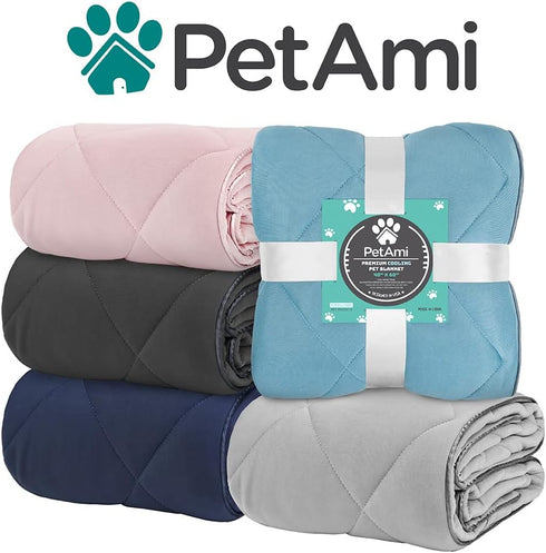 PetAmi Premium Cooling Dog Blanket, Lightweight Fluffy Pet Throw Blanket, Reversible Cozy, 29x40, Light Grey
