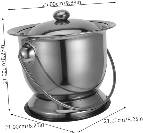 Robust Stainless Steel Urinal Bucket Lid for Adults and Seniors Portable Potty Spittoon Pet Food Bin Pot Dog Food
