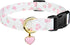 Cotton Handmade Dog Collar, Cute White & Pink Love Heart Patterns with Pendant for Small Medium Large Dogs