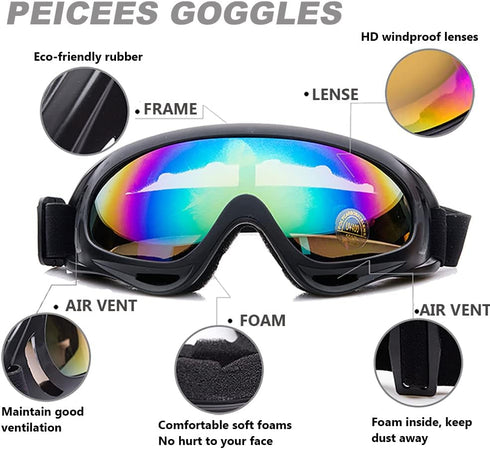 Peicees Pack of 4 Ski Goggles for Women Men Kids, Snow Sports Motorcycle Snowboard Goggles