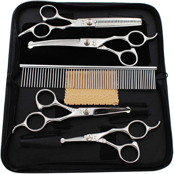 iSeaFly Dog Grooming Scissors Kit with Round Tip, 6 in 1 Cat Dog