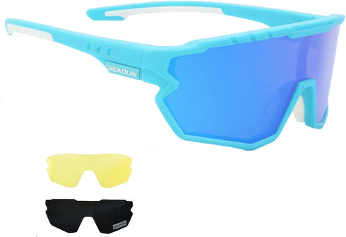 Sports Sunglasses Pink Polarized Cycling Glasses with 3 Lenses for Baseball, Fishing, Skiing, Running, Golf