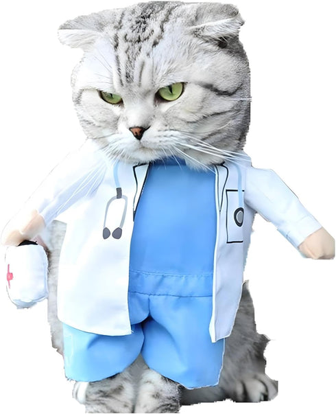 NACOCO Dog Cat Doctor Costume - Pet Doctor Clothing Halloween Jeans Outfit Apparel (M)