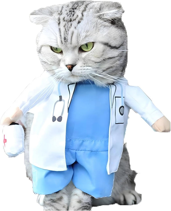 NACOCO Dog Cat Doctor Costume - Pet Doctor Clothing Halloween Jeans Outfit Apparel (M)