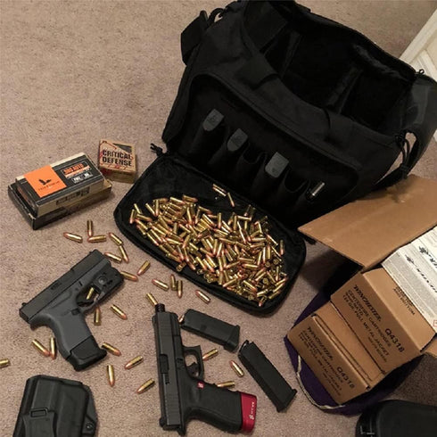 Waterproof Large Capacity Molle System Tactical Gun Range Bag for Handguns, Pistols, Ammo Magazine Accessories