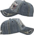 Vintage Denim Baseball Cap, Embroidered Shark 100% Cotton Trucker Hat, Retro Frayed Edge Outdoor Sunhat Unisex