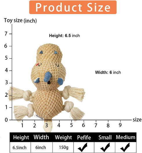 Large Dog Toys, Cute Squeaky Stuffed Animal Plush Toy for Puppies, Durable Chew Toy for All Breeds (Brown)