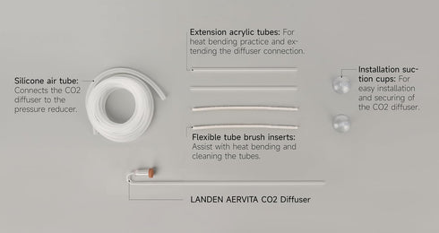 LANDEN AERVITA CO2 Diffuser Kits, Nano-Sized Ceramic Disc for Aquarium CO2, Suction Cups & Silicone Hose, 10-30gal