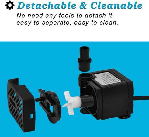 DOMICA Mini Submersible Water Pump (80GPH 4W) with 2.2FT Tube for Aquariums, Fountains
