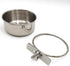 RONYOUNG 2PCS Bird Feeding Dish Cups with Spoon, Parrot Food Bowl Clamp Holder - Stainless Steel Coop Cup, Bird Cage Water Bowl for Parakeet African Greys Conure Cockatiels Lovebird Budgie Chinchilla
