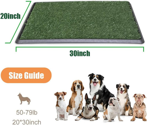 2 20x30 INCH LITA Dog Grass Pad with Tray - Dog Litter Box with Artificial Grass Pads - Potty Tray for Balcony