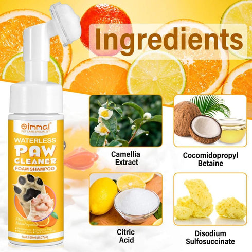 Clean Paws - Portable No-Rinse Foaming Cleanser Paw and Foot Cleaner, Gentle pH Balanced for All Dogs and Cats