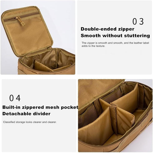 (Tan(13.38''L 5.51''W 5.51''H)) Fishing Tackle Bag Outdoor Camping Cookware Tool Bag Portable Large Capacity Tote