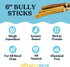 Hotspot Pets Bully Sticks 6 Inch - 10 Pack Premium Natural Long Lasting Beef Pizzle Treats for Medium Dogs