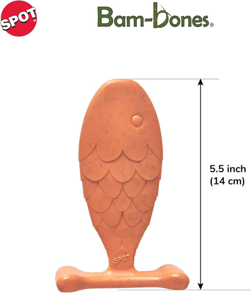 SPOT Bam-Bones Fish, Durable Long Lasting Dog Bone Made with Strong Bamboo Fiber for Light to Moderate Chewers, 5.5in