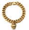 18K Gold Cat Dog Collar, 1/2inch 12mm Wide Stainless Steel Chew Proof Cuban Link Chain with Bell, Neck Fit 6"-14”