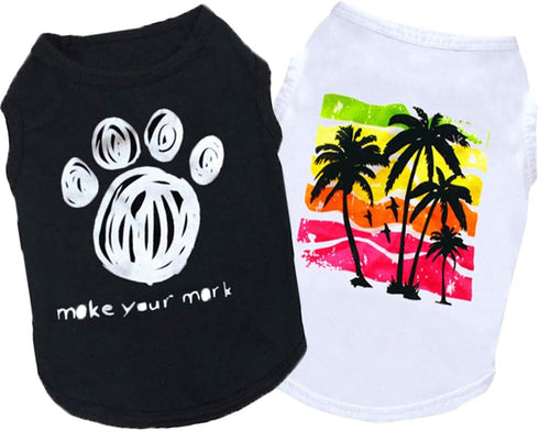6 Packs Dog Clothes for Small Medium Dogs - Cute T Shirts for Chihuahua Yorkies, Black Vest Apparel