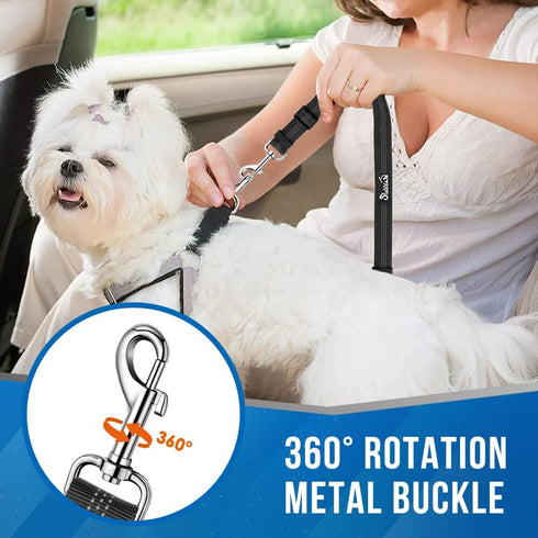 Lukovee Double Dog Seat Belt, Black, New Dual Pet Car Headrest Restraint Safety Seatbelt for 2 Dogs