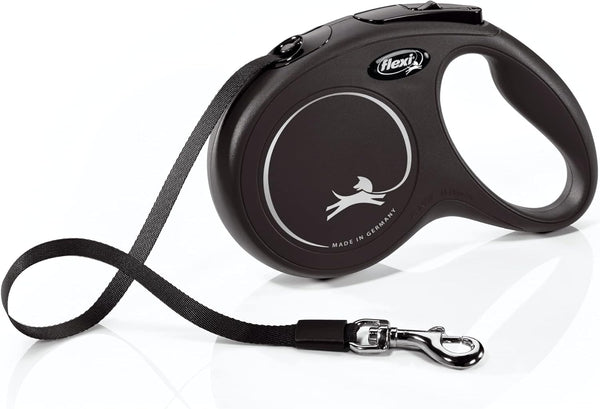 Flexi Classic Retractable Tape Dog Leash, 16Ft for Medium Dogs up to 55 lbs, Black