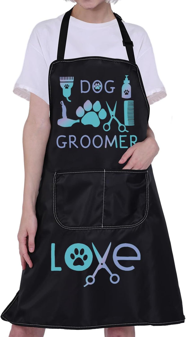 CMNIM Waterproof Dog Grooming Apron with Pockets - Groomer Gifts for Dog Hairdressers, Groomer Apron