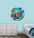 Sea Turtle Wall Decal Porthole - 3D Sticker Sea Life Wall Decor VWAQ-SP31, 14" Diameter