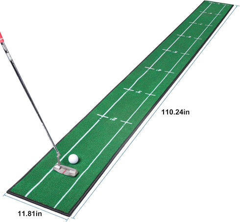 Golf Putting Mat for Indoor & Outdoor Professional Practice, Anti-Slip Backing, Distance Marker