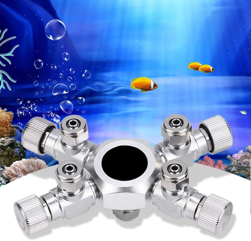 TOPINCN Fish CO2 Splitter Regulator, Aluminum Alloy with 6 Way Outlets for Aquarium