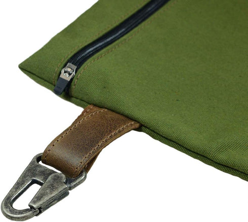 Hide & Drink Water Resistant Canvas Camping Pouch, Utility Bag, Handmade Storage Case, Outdoors Accessories - Olive