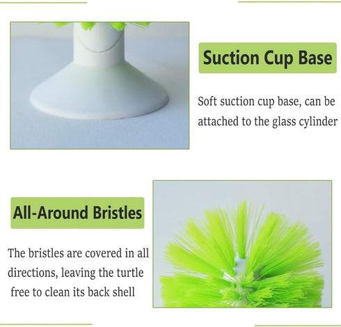 Turtle Brush with Suction Cup for Tank Scratches - Back Scrub and Shell Cleaning for Red Eared Slider - Exfoliate
