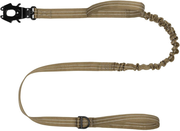 ICEFANG Tactical Dog Leash - K9 Training Bungee Lead with 2 Control Handles for Medium Large Dogs (4ft, Reflective