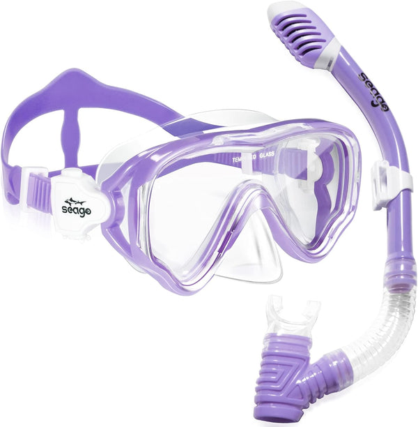 Kids Snorkel Set - Dry Top Snorkel Mask Snorkeling Gear for Boys Girls Youth