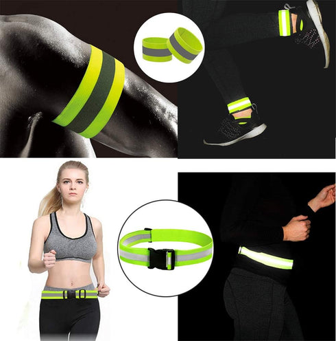 Reflective Vest with 2 Pack Reflector Armbands, Adjustable Elastic Safety Belt for High Visibility Running, Jogging,