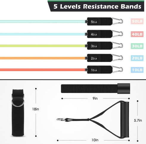 WHATAFIT Exercise Bands Resistance Bands for Working Out, Work Out Bands with Handles for Men and Women Fitness