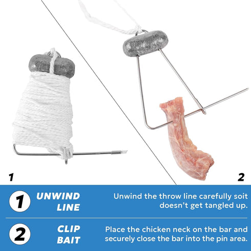 30FT/9.14M 4OZ 3PCS/6PCS Crab Throw Line Length with Lead Weight Crab Trap Line Kit