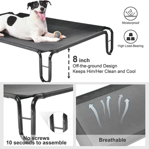 pettycare Elevated Outdoor Dog Bed - Waterproof Raised Dog Bed for Medium Dogs, Easy to Assemble, Cooling with Teslin