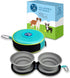 Portable 2 in 1 Pet Bowls with Zipper Carrying Case - Collapsible Double Travel Dog Bowls
